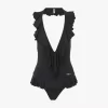 Ruffled V-neck one-piece swimsuit Ruffled V-neck one-piece swimsuit