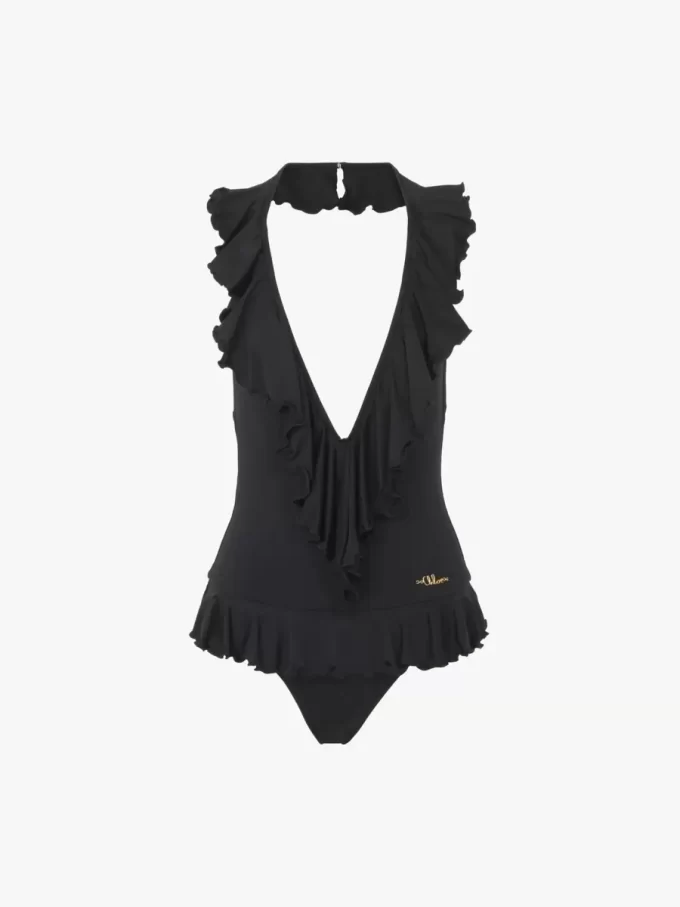 Ruffled V-neck one-piece swimsuit Ruffled V-neck one-piece swimsuit