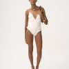 Ruffled V-neck one-piece swimsuit Ruffled V-neck one-piece swimsuit