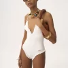Ruffled V-neck one-piece swimsuit Ruffled V-neck one-piece swimsuit