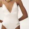 Ruffled V-neck one-piece swimsuit Ruffled V-neck one-piece swimsuit