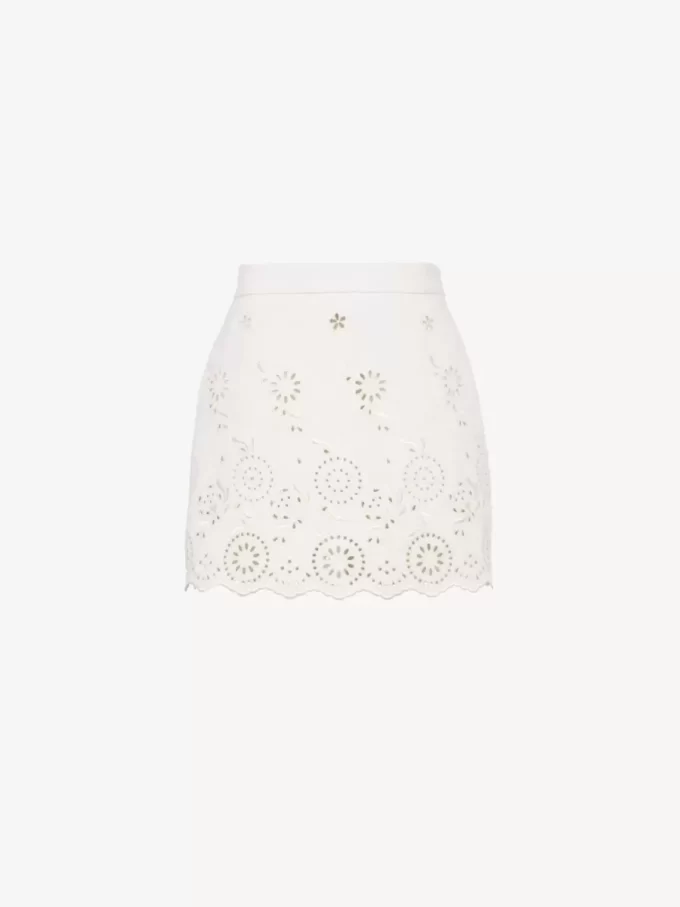 Scalloped mini skirt in a cotton mix