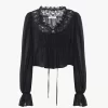 Scoop-neck cropped top in silk georgette & lace Scoop-neck cropped top in silk georgette & lace