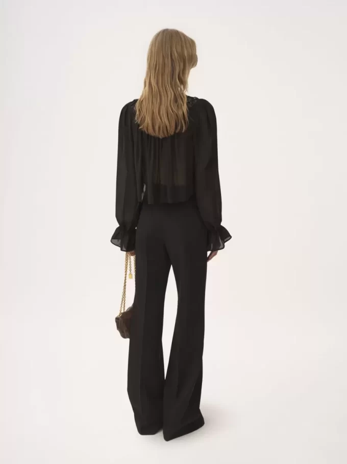 Scoop-neck cropped top in silk georgette & lace Scoop-neck cropped top in silk georgette & lace