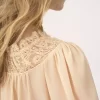 Scoop-neck cropped top in silk georgette & lace Scoop-neck cropped top in silk georgette & lace
