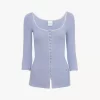 Scoop-neck fitted cardigan in cotton Scoop-neck fitted cardigan in cotton