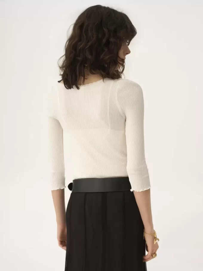 Scoop-neck fitted cardigan in cotton Scoop-neck fitted cardigan in cotton