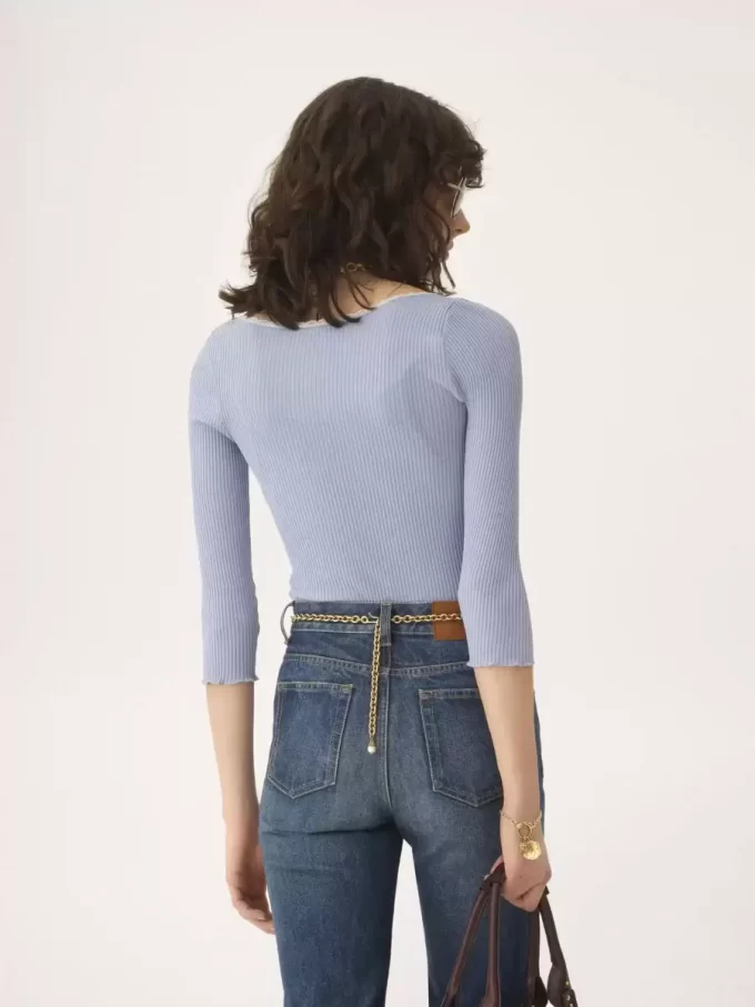 Scoop-neck fitted cardigan in cotton Scoop-neck fitted cardigan in cotton