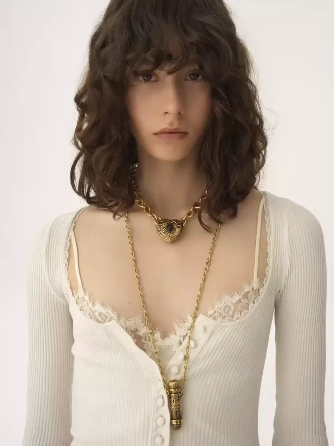 Scoop-neck fitted cardigan in cotton Scoop-neck fitted cardigan in cotton