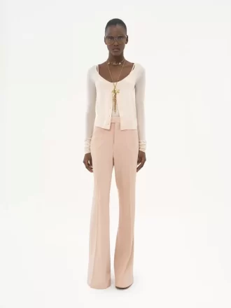 Scoop-neck fitted cardigan in superfine wool knit Scoop-neck fitted cardigan in superfine wool knit