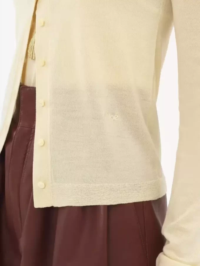 Scoop-neck fitted cardigan in superfine wool knit Scoop-neck fitted cardigan in superfine wool knit