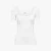 Scoop-neck fitted T-shirt in cotton Scoop-neck fitted T-shirt in cotton
