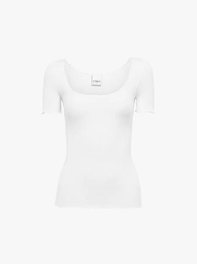 Scoop-neck fitted T-shirt in cotton Scoop-neck fitted T-shirt in cotton