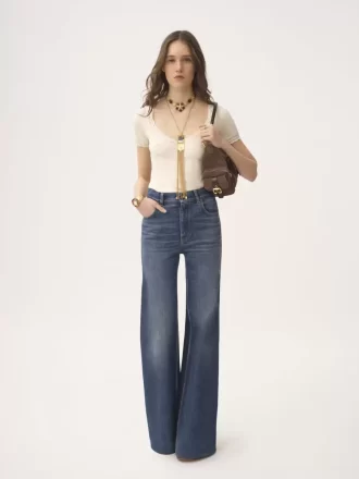 Scoop-neck fitted top in a wool knit & lace Scoop-neck fitted top in a wool knit & lace