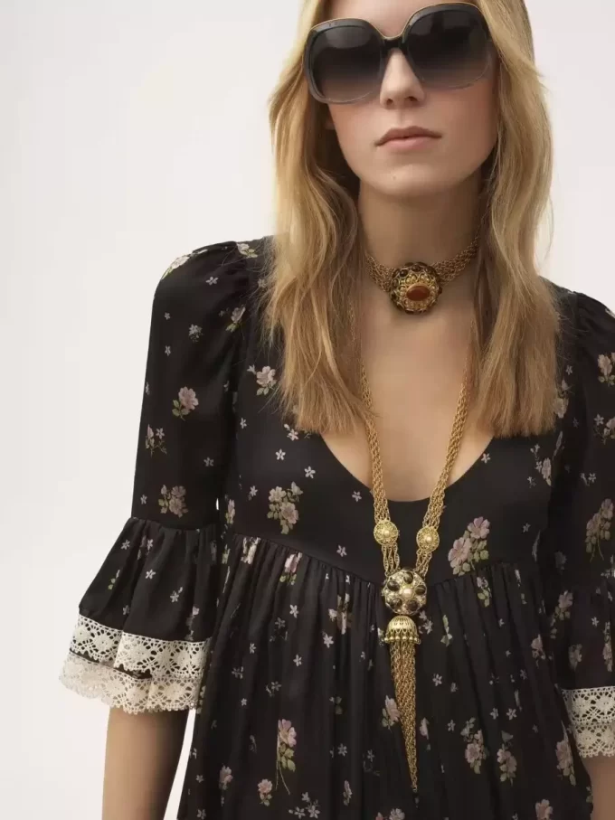 Scoop-neck midi dress in silk charmeuse & lace Scoop-neck midi dress in silk charmeuse & lace