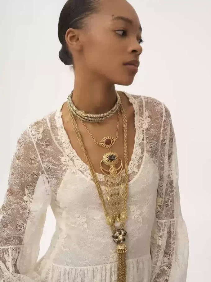 Scoop-neck mini dress in embroidered lace Scoop-neck mini dress in embroidered lace