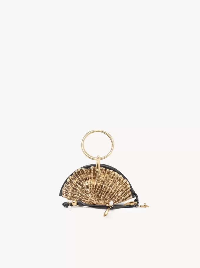 Sea Treasures Shell zipped clutch in soft leather & metal Sea Treasures Shell zipped clutch in soft leather & metal