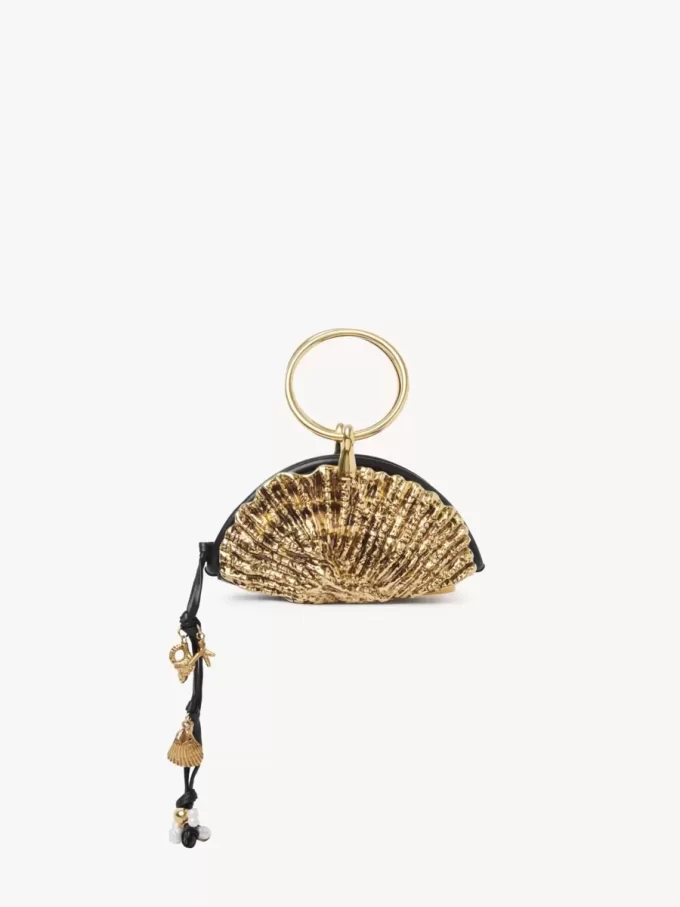 Sea Treasures Shell zipped clutch in soft leather & metal Sea Treasures Shell zipped clutch in soft leather & metal