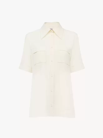 Short-sleeve blouse in crêpe de chine Short-sleeve blouse in crêpe de chine