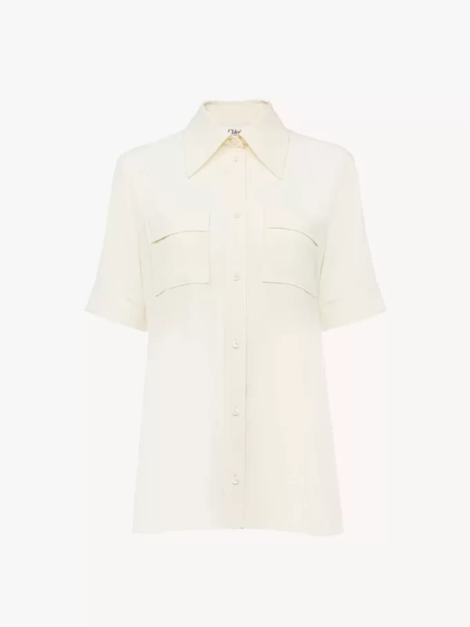 Short-sleeve blouse in crêpe de chine Short-sleeve blouse in crêpe de chine