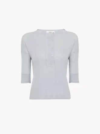 Short-sleeve Henley shirt in linen & silk knit