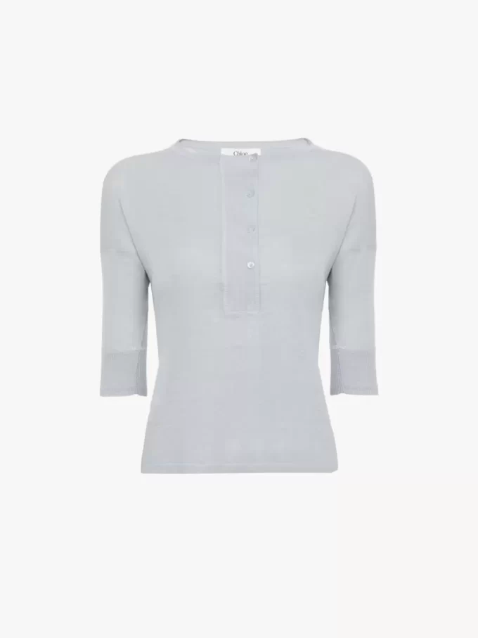 Short-sleeve Henley shirt in linen & silk knit Short-sleeve Henley shirt in linen & silk knit