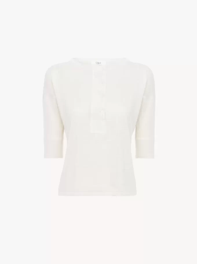 Short-sleeve Henley shirt in linen & silk knit Short-sleeve Henley shirt in linen & silk knit