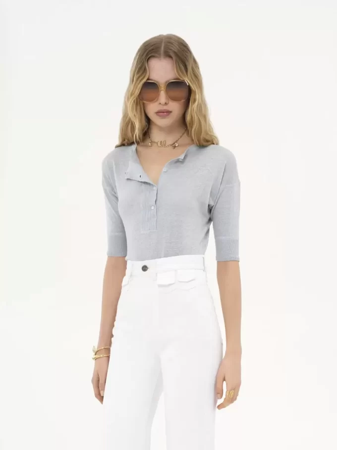 Short-sleeve Henley shirt in linen & silk knit Short-sleeve Henley shirt in linen & silk knit