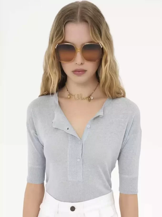 Short-sleeve Henley shirt in linen & silk knit Short-sleeve Henley shirt in linen & silk knit