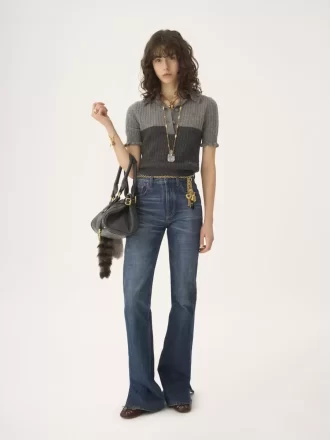 Short-sleeve polo sweater in a wool & cashmere knit Short-sleeve polo sweater in a wool & cashmere knit