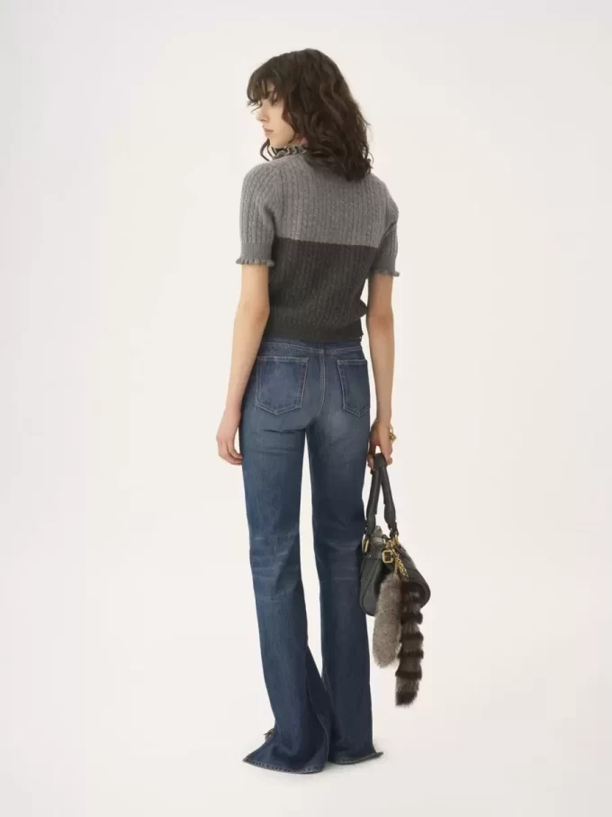 Short-sleeve polo sweater in a wool & cashmere knit Short-sleeve polo sweater in a wool & cashmere knit