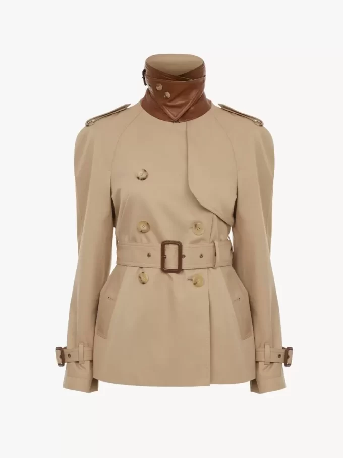 Short trench coat in cotton gabardine Short trench coat in cotton gabardine