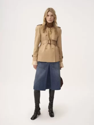 Short trench coat in cotton gabardine Short trench coat in cotton gabardine