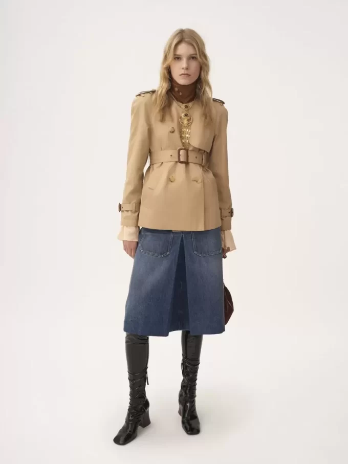 Short trench coat in cotton gabardine Short trench coat in cotton gabardine