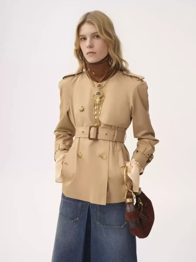 Short trench coat in cotton gabardine Short trench coat in cotton gabardine