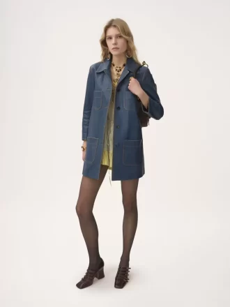 Single-breasted coat in leather Single-breasted coat in leather