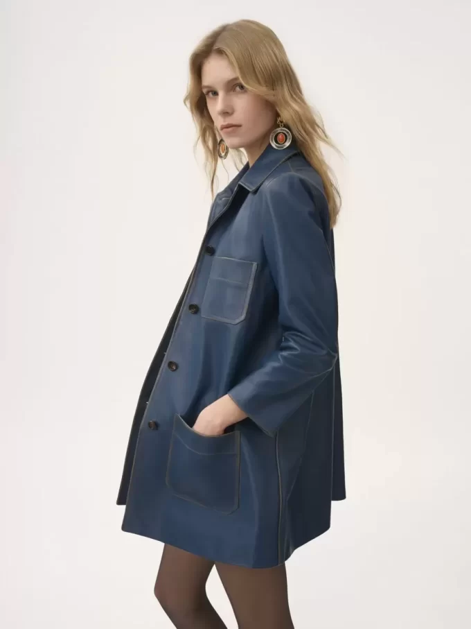 Single-breasted coat in leather Single-breasted coat in leather