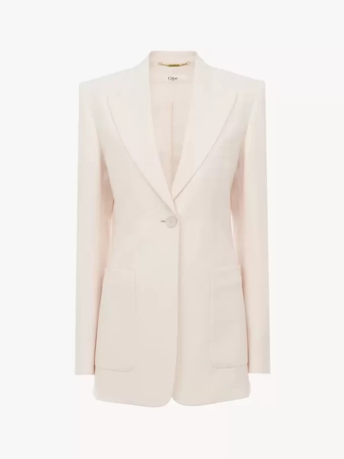 Single-breasted tailored jacket in wool gabardine Single-breasted tailored jacket in wool gabardine