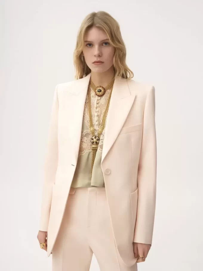 Single-breasted tailored jacket in wool gabardine Single-breasted tailored jacket in wool gabardine