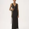 Sleeveless column dress in silk jacquard & lace Sleeveless column dress in silk jacquard & lace