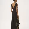 Sleeveless column dress in silk jacquard & lace Sleeveless column dress in silk jacquard & lace
