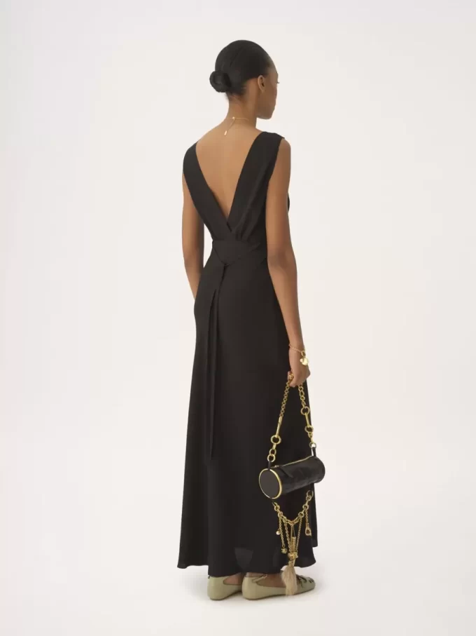 Sleeveless column dress in silk jacquard & lace Sleeveless column dress in silk jacquard & lace