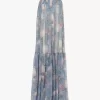 Sleeveless long dress in silk mousseline Sleeveless long dress in silk mousseline