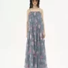 Sleeveless long dress in silk mousseline Sleeveless long dress in silk mousseline