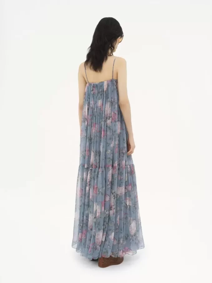 Sleeveless long dress in silk mousseline Sleeveless long dress in silk mousseline