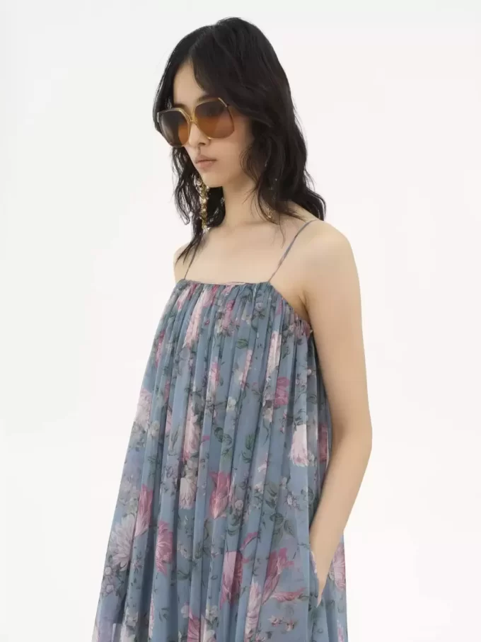 Sleeveless long dress in silk mousseline Sleeveless long dress in silk mousseline