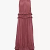 Sleeveless long dress in washed silk pongé Sleeveless long dress in washed silk pongé