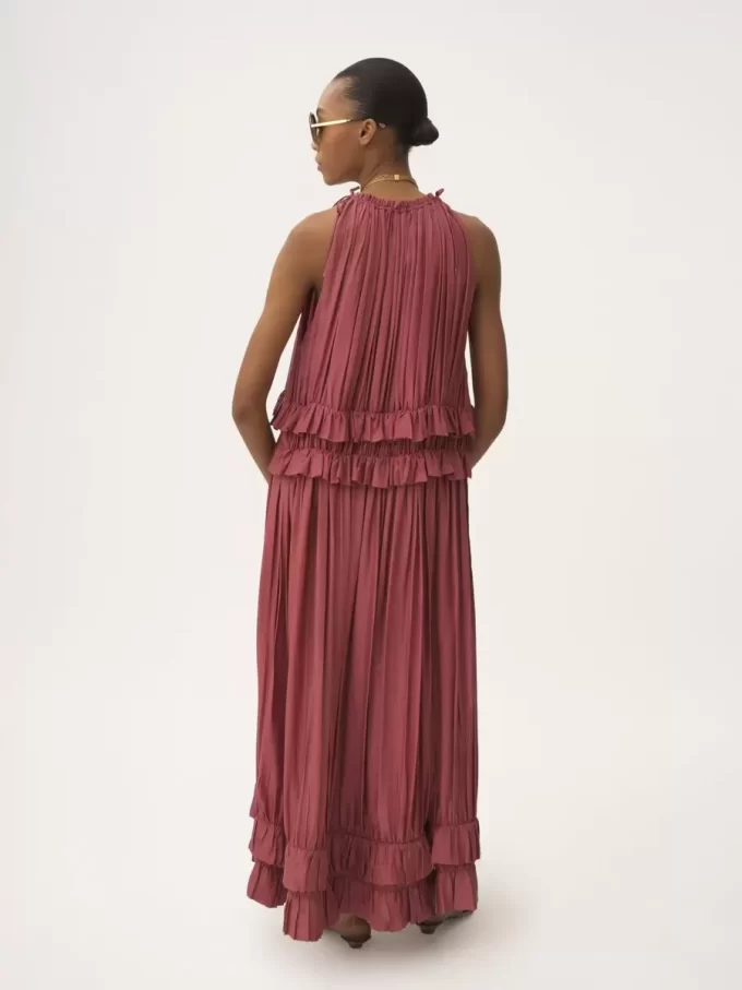 Sleeveless long dress in washed silk pongé Sleeveless long dress in washed silk pongé