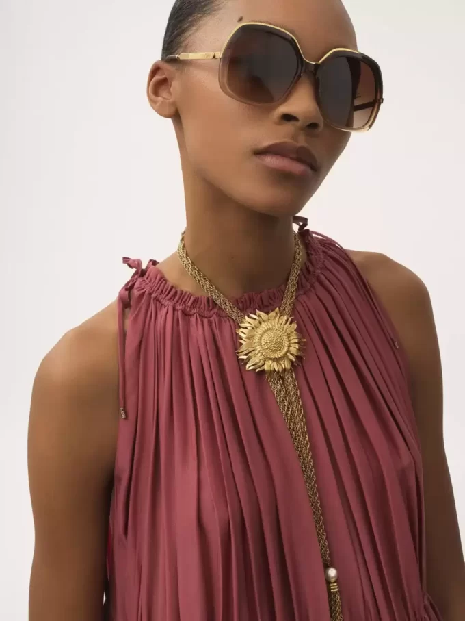 Sleeveless long dress in washed silk pongé Sleeveless long dress in washed silk pongé