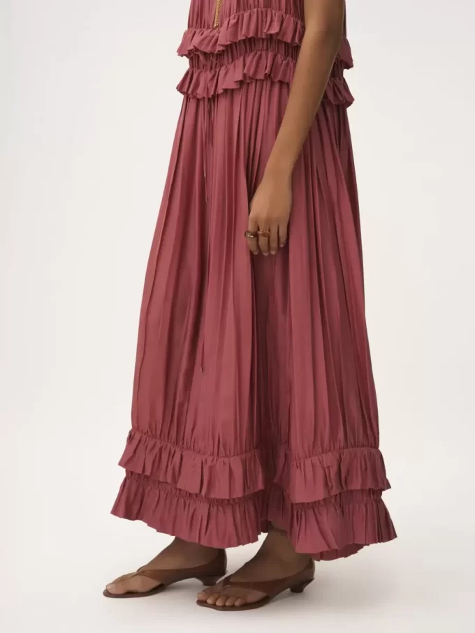 Sleeveless long dress in washed silk pongé Sleeveless long dress in washed silk pongé